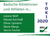 Badische Athletinnen und Athleten in Tokio 2020: Juliane Wolf, Nikolai Kornhaß, Oliver Upmann, Merle Menje und Yannis Fischer